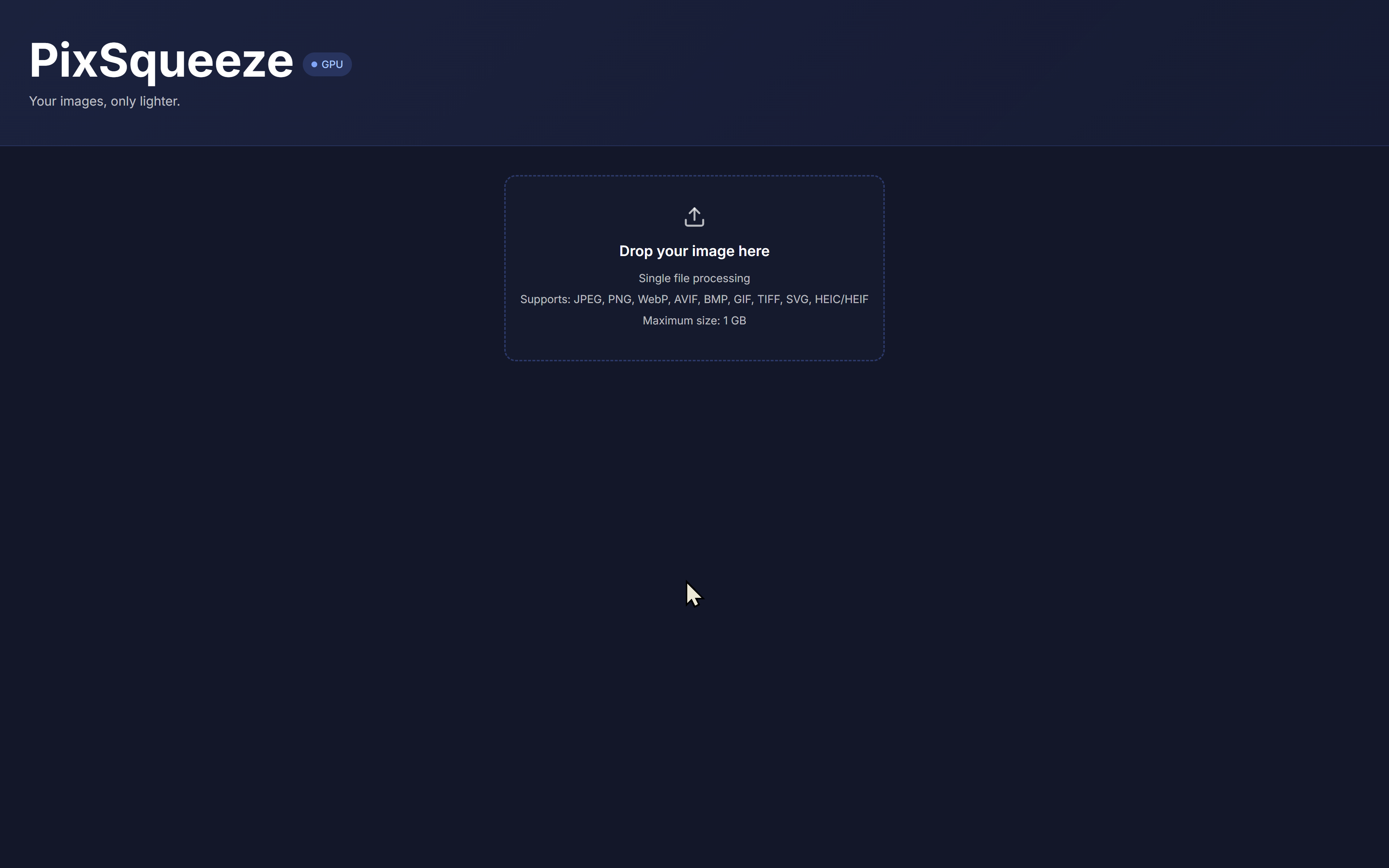 website preview for PIxSqueeze
